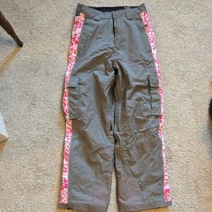 Snow Snowboard Pants Womens XS Predator Pink Floral Cargo Gray FLAW read please
